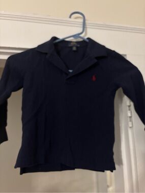 Polo by Ralph Lauren Navy Long-Sleeve Top with Gold Logo Tag